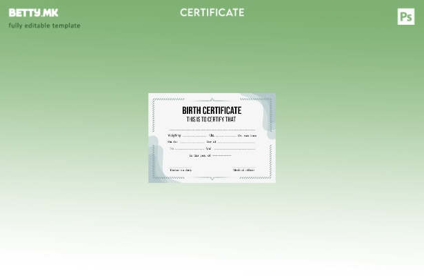 модерен стил Шаблон за извод од матична книга на родените во медицинската канцел